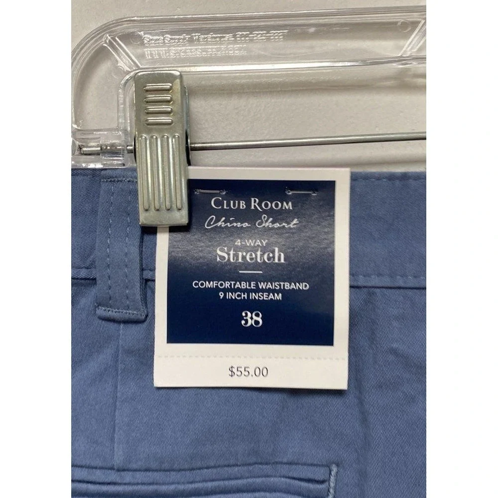 Club Room Mens Blue Chino Shorts NWT SZ 38 W